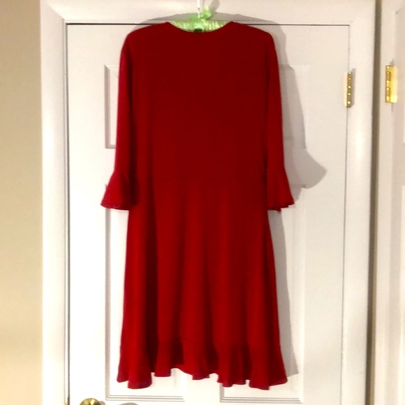 BRAND NEW Faux Wrap Dress with Ruffles and Stretch! NWOT in Red (or Black) - Picture 5 of 5